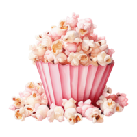 AI generated Popcorn Bucket with Pink Popcorn. AI Generated Image png