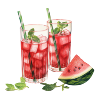 AI generated Glass of Watermelon with Lime and Mint. AI Generated Image png