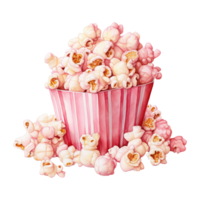 AI generated Popcorn Bucket with Pink Popcorn. AI Generated Image png