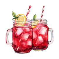 AI generated Glass of Red Liquid with a Straw and a Orange. AI Generated Image png