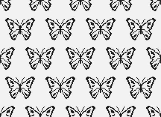 Pixel pattern seamless with black butterfly. 8-bit seamless with moth. Retro Video Game Aesthetic