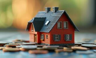 AI generated money and house on top of coins photo