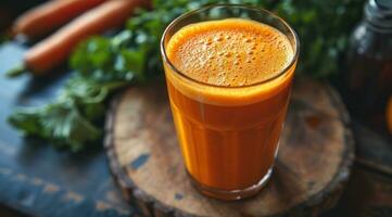 AI generated fresh homemade carrot juice photo