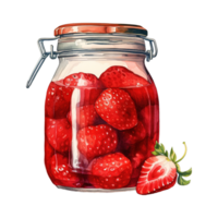 ai generiert Krug gefüllt mit frisch gepflückt Erdbeeren. ai generiert Bild png