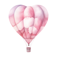 AI generated Hot Air Balloon with a Heart Shaped Balloon. AI generated image png