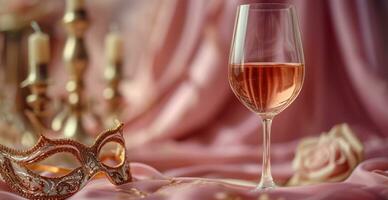 AI generated a glass of red wine with blurred background is poured into it photo