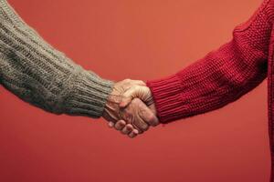 ai generado parejas participación manos en un estudio foto