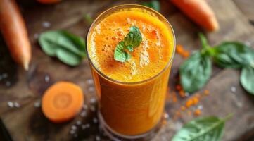 AI generated fresh homemade carrot juice photo