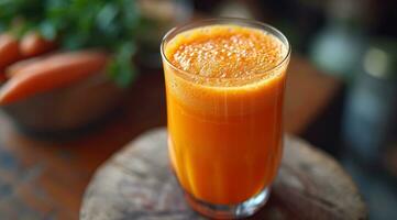 AI generated fresh homemade carrot juice photo