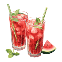 AI generated Glass of Watermelon with Lime and Mint. AI Generated Image png