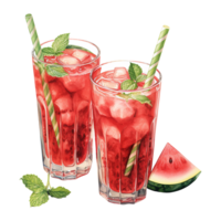 ai generiert Glas von Wassermelone mit Limette und Minze. ai generiert Bild png