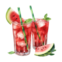 ai generiert Glas von Wassermelone mit Limette und Minze. ai generiert Bild png