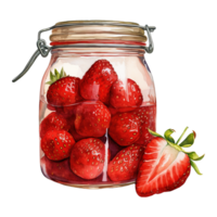 AI generated Jar Filled with Freshly Picked Strawberries. AI Generated Image png