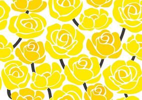 Seamless Yellow Rose Pattern Vector Illustration Isolated On A White Background. Horizontally And Vertically Repeatable.