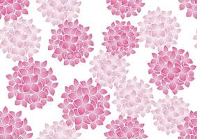 Seamless Pink Hydrangea Pattern Vector Illustration Isolated On A White Background. Horizontally And Vertically Repeatable.