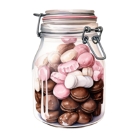 AI generated Jar Filled with Pink and Brown Candies. AI Generated Image png