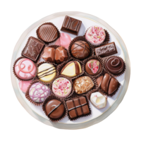 ai généré des chocolats sur une plaque. ai généré image png