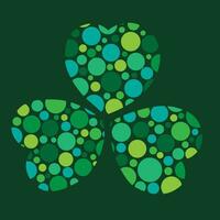 A trefoil leaf with circles inside the contour. Vector illustration on a green background