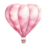 AI generated Hot Air Balloon with a Heart Shaped Balloon. AI generated image png