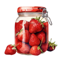 AI generated Jar Filled with Freshly Picked Strawberries. AI Generated Image png