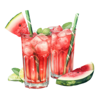 ai generiert Glas von Wassermelone mit Limette und Minze. ai generiert Bild png