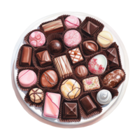 ai généré des chocolats sur une plaque. ai généré image png