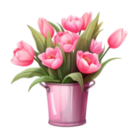 ai generiert Rosa Vase mit Rosa Tulpe. ai generiert Bild png