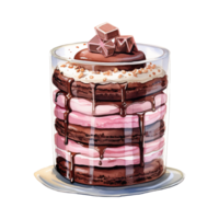 AI generated Chocolate Cake with Pink Icing and Chocolate on Top. AI Generated Image png