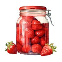 AI generated Jar Filled with Freshly Picked Strawberries. AI Generated Image png