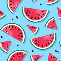 Watermelon slices seamless pattern, summer background vector