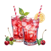 AI generated Two Glasses of Red Cocktail with Ice. AI generated image png