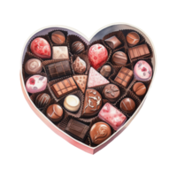 AI generated Heart Shaped Box Filled with Chocolates. AI Generated Image png