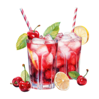 AI generated Two Glasses of Red Cocktail with Ice. AI generated image png