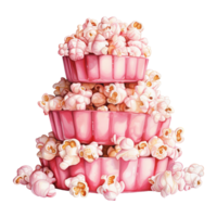 AI generated Popcorn Bucket with Pink Popcorn. AI Generated Image png