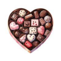 AI generated Heart Shaped Box Filled with Chocolates. AI Generated Image png