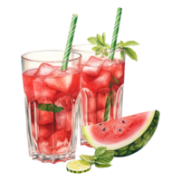 AI generated Glass of Watermelon with Lime and Mint. AI Generated Image png