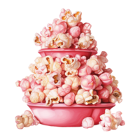 AI generated Popcorn Bucket with Pink Popcorn. AI Generated Image png