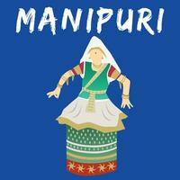 Vector Illustration of Manipuri Classical Indian Dance