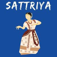 Vector Illustration of Sattriya Classical Indian Dance