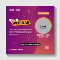 Creative live webinar conference concept design social media post banner invitation template. online marketing promotion banner vector