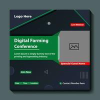 Digital Farming webinar Conference and business webinar poster design social media post template with abstract background invitation banner design vector