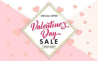 San Valentín día rebaja cupón, compras bandera, especial oferta tarjeta vector