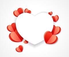 Valentine's 3D paper heart. Empty blank, cute background vector