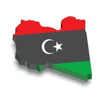 Libya 3d map with flag vector