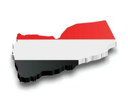 Yemen 3d map with flag vector