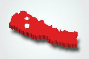 Nepal 3d map with flag vector