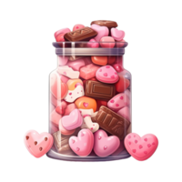 AI generated Jar Filled with Pink and Brown Candies. AI Generated Image png