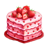 AI generated Delicious Cake Topped with Fresh Strawberries. AI generated image png