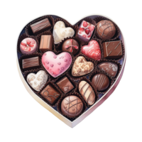 AI generated Heart Shaped Box Filled with Chocolates. AI Generated Image png