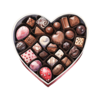 AI generated Heart Shaped Box Filled with Chocolates. AI Generated Image png